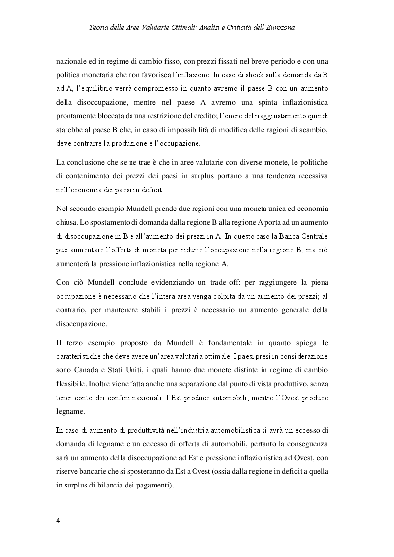 Anteprima della tesi: Teoria delle Aree Valutarie Ottimali: analisi e criticità dell'Eurozona, Pagina 5