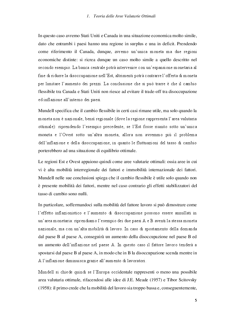 Anteprima della tesi: Teoria delle Aree Valutarie Ottimali: analisi e criticità dell'Eurozona, Pagina 6