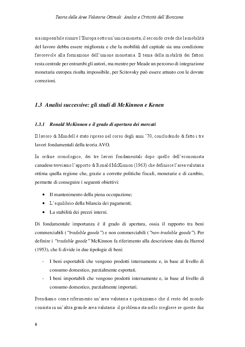 Anteprima della tesi: Teoria delle Aree Valutarie Ottimali: analisi e criticità dell'Eurozona, Pagina 7