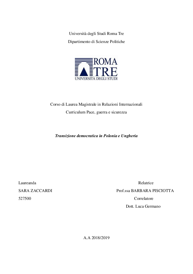 Anteprima della tesi: Transizione democratica in Polonia e Ungheria, Pagina 1