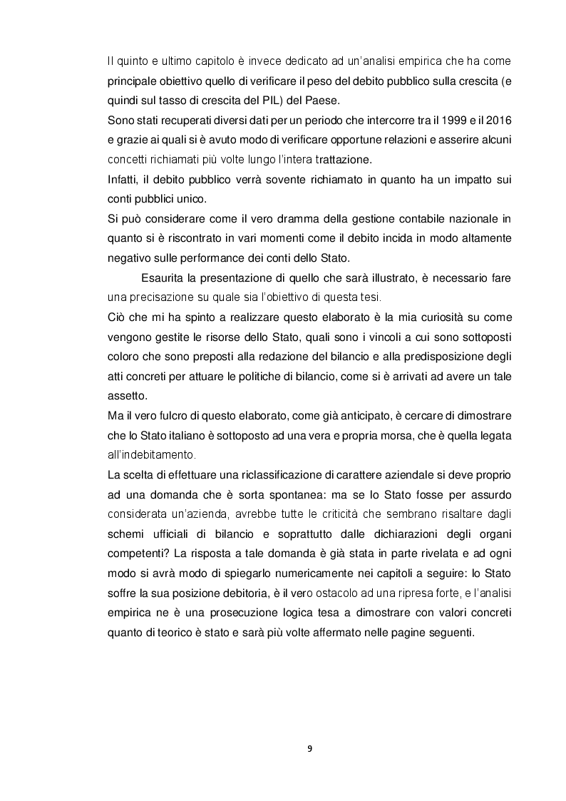 Anteprima della tesi: Analisi del bilancio dello Stato - Modello di conto economico riclassificato per il bilancio dello Stato ed analisi empirica sul ruolo del debito pubblico, Pagina 4