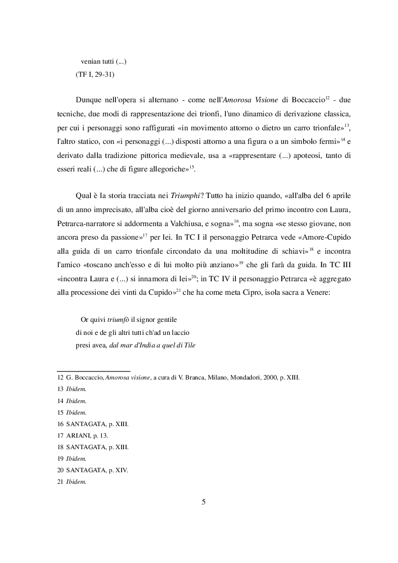 Anteprima della tesi: ''Morte bella parea nel suo bel viso''. Connessioni macrotestuali nei Triumphi di Petrarca, Pagina 5
