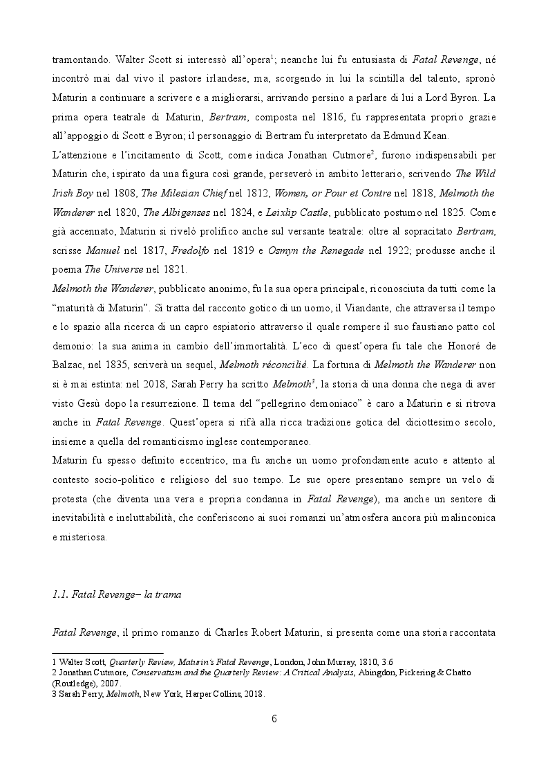 Anteprima della tesi: Lo Sguardo del Viandante. Traduzione e commento di Fatal Revenge di Charles Robert Maturin, Pagina 4