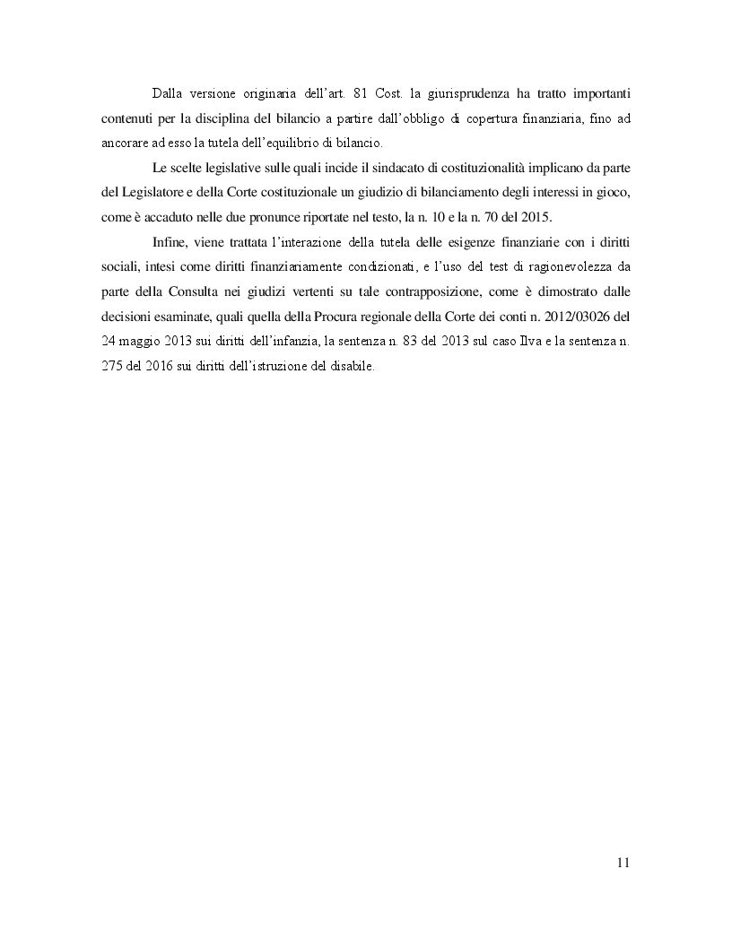 Anteprima della tesi: La flessibilità del vincolo del pareggio di bilancio ai sensi dell'art. 81 della Costituzione, Pagina 5