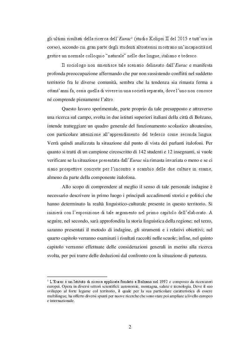 Anteprima della tesi: L’apprendimento del Tedesco L2 nelle scuole superiori della Provincia Autonoma di Bolzano: una ricerca sul campo, Pagina 3
