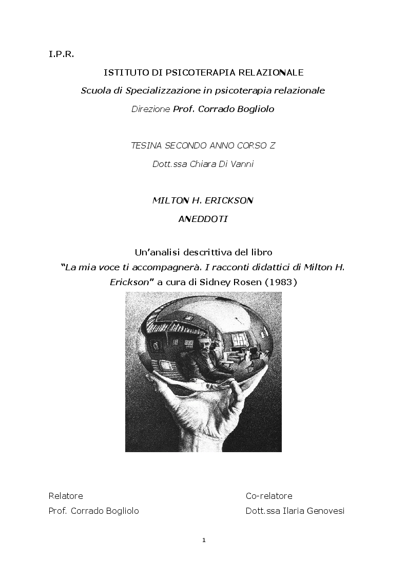 Anteprima della tesi: Milton H. Erickson - Aneddoti, Pagina 1