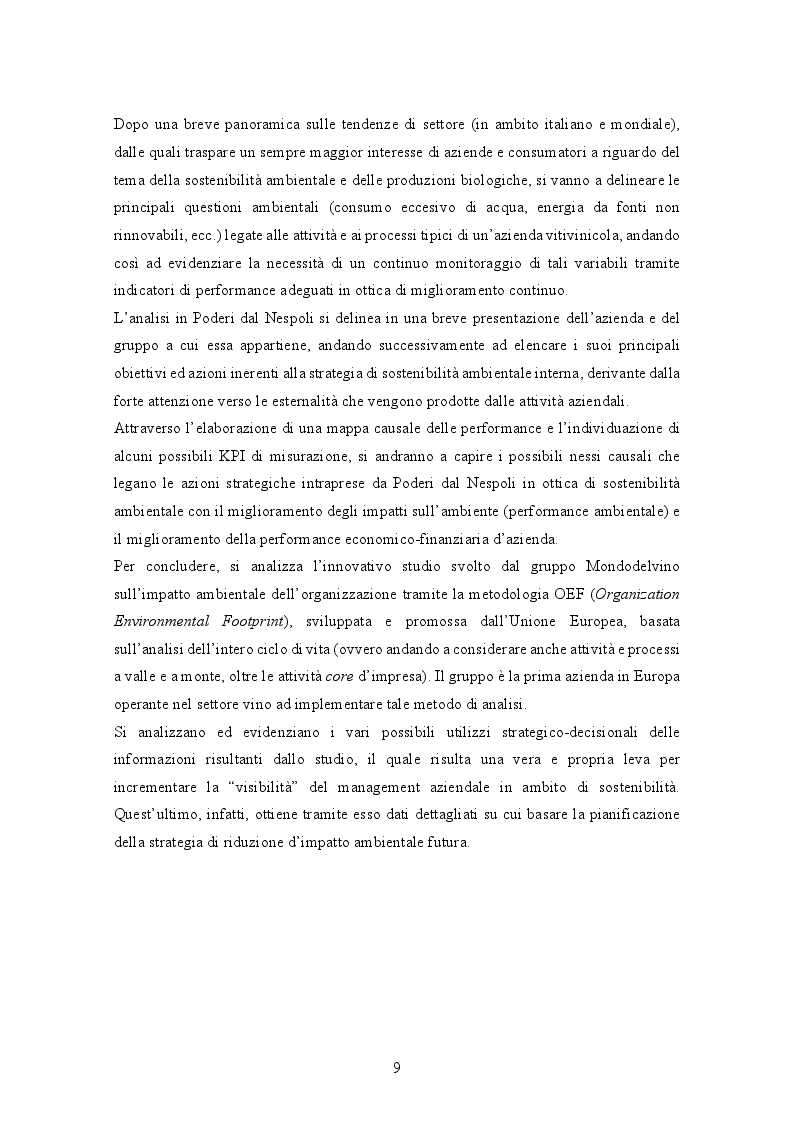 Anteprima della tesi: Sostenibilità e Sistemi di Misurazione delle Performance: un'analisi in ''Poderi dal Nespoli'', Pagina 5