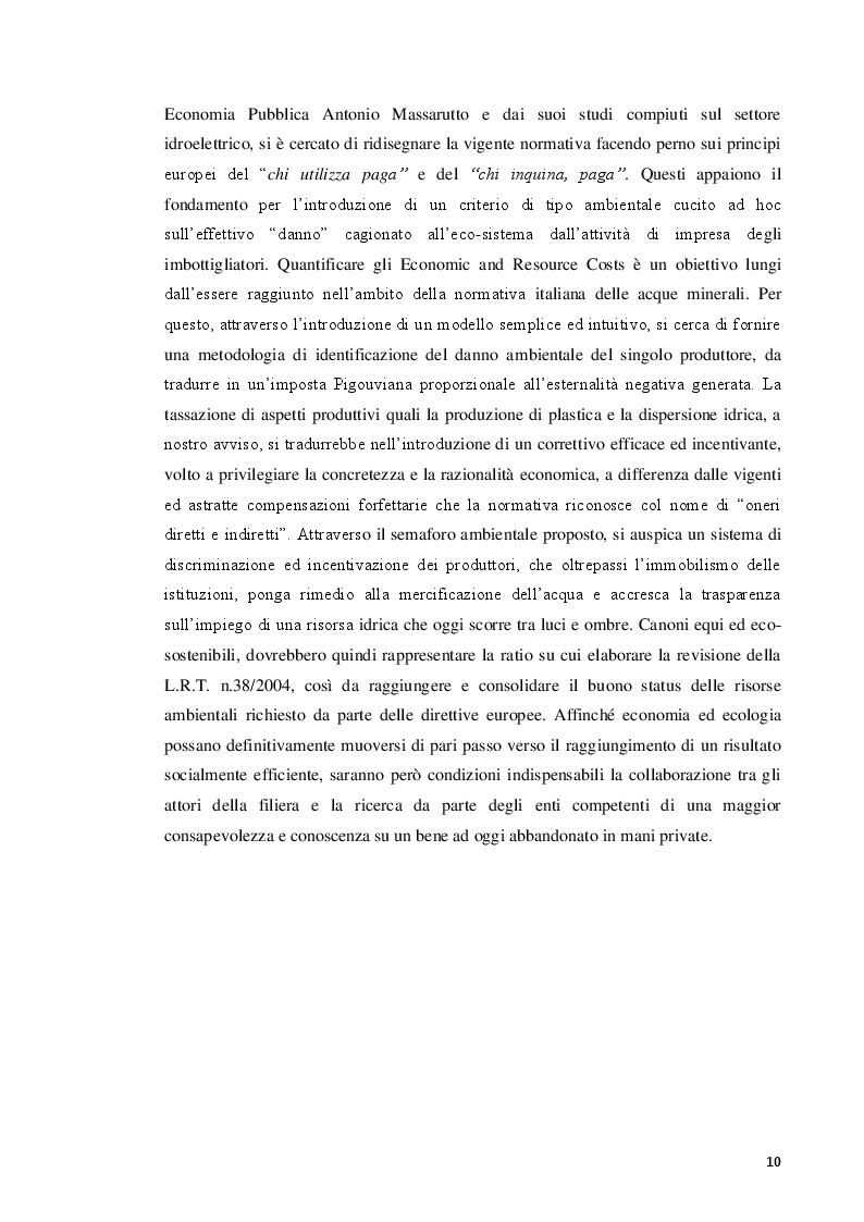 Anteprima della tesi: Le concessioni delle acque minerali: verso la riforma della Legge Regionale Toscana n.38/2004 in materia di canoni concessori e incentivi per i concessionari, Pagina 6