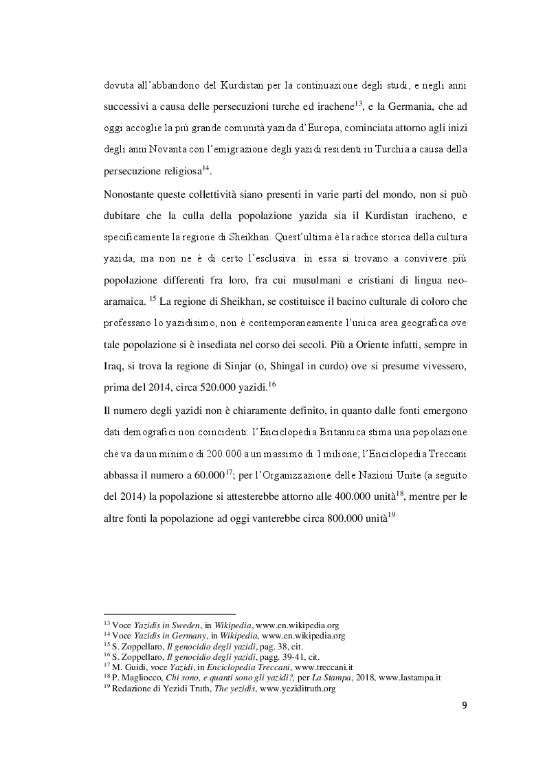 Anteprima della tesi: La persecuzione della minoranza yazida da parte del sedicente stato islamico: la possibile qualificazione come genocidio, Pagina 10