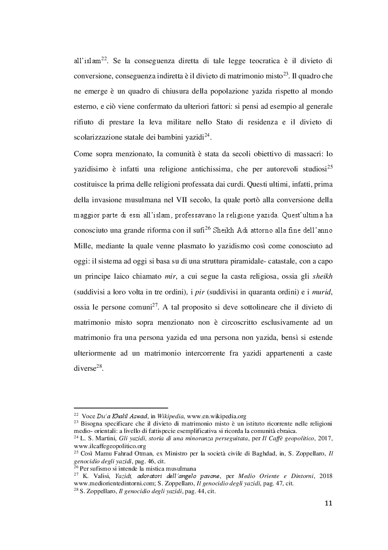 Anteprima della tesi: La persecuzione della minoranza yazida da parte del sedicente stato islamico: la possibile qualificazione come genocidio, Pagina 12