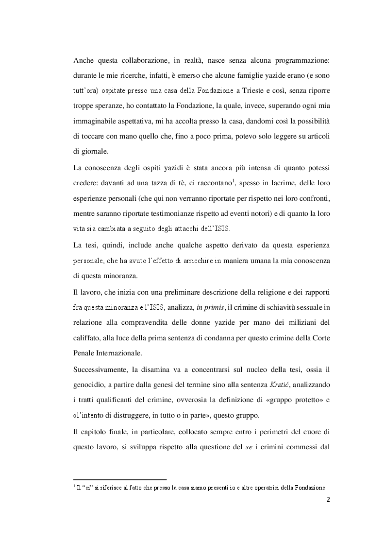 Anteprima della tesi: La persecuzione della minoranza yazida da parte del sedicente stato islamico: la possibile qualificazione come genocidio, Pagina 3