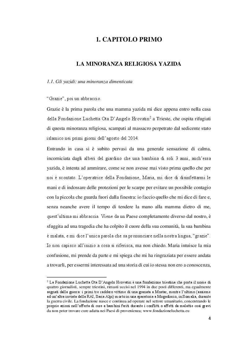 Anteprima della tesi: La persecuzione della minoranza yazida da parte del sedicente stato islamico: la possibile qualificazione come genocidio, Pagina 5