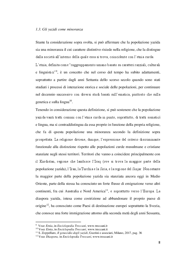 Anteprima della tesi: La persecuzione della minoranza yazida da parte del sedicente stato islamico: la possibile qualificazione come genocidio, Pagina 9