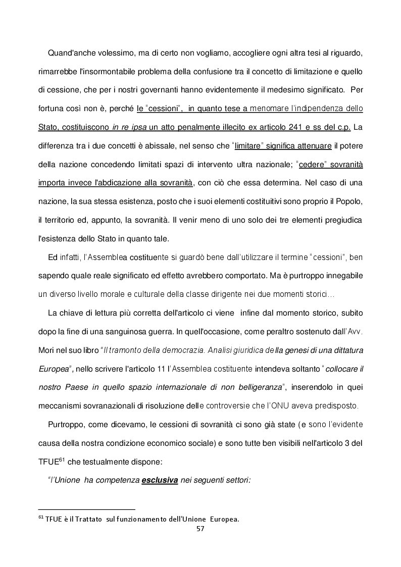Anteprima della tesi: Illegittimità costituzionale dei Trattati Europei e profili di responsabilità penale, Pagina 11