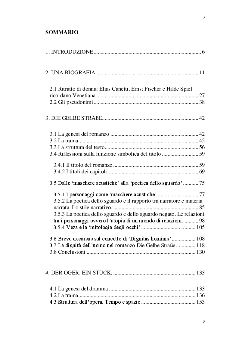 Indice della tesi: La vita e l'opera di Venetiana Taubner-Calderon Canetti (1897-1963). Un contributo letterario al problema della dignità dell'uomo nella Vienna tra le due guerre, Pagina 1