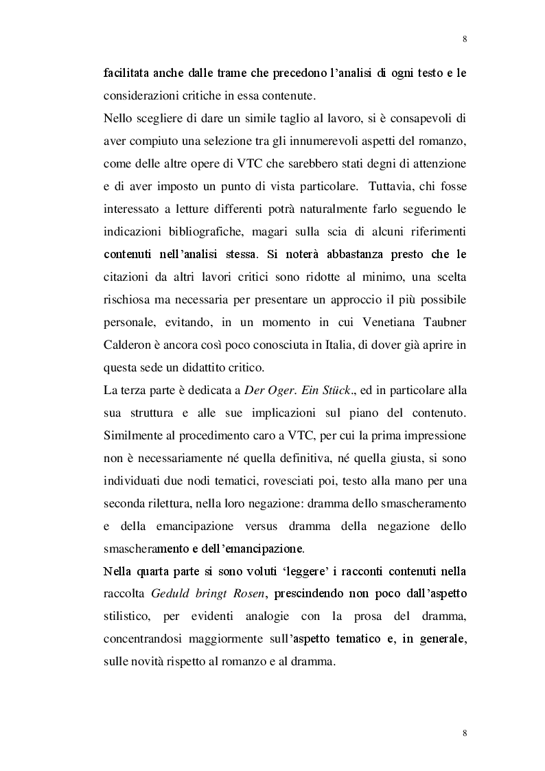 Anteprima della tesi: La vita e l'opera di Venetiana Taubner-Calderon Canetti (1897-1963). Un contributo letterario al problema della dignità dell'uomo nella Vienna tra le due guerre, Pagina 5