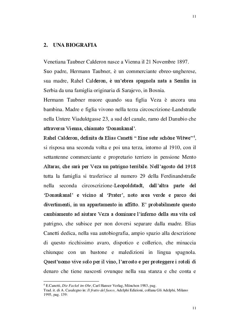 Anteprima della tesi: La vita e l'opera di Venetiana Taubner-Calderon Canetti (1897-1963). Un contributo letterario al problema della dignità dell'uomo nella Vienna tra le due guerre, Pagina 8