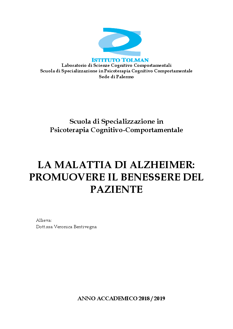 Anteprima della tesi: La demenza di Alzheimer: promuovere il benessere del paziente, Pagina 1