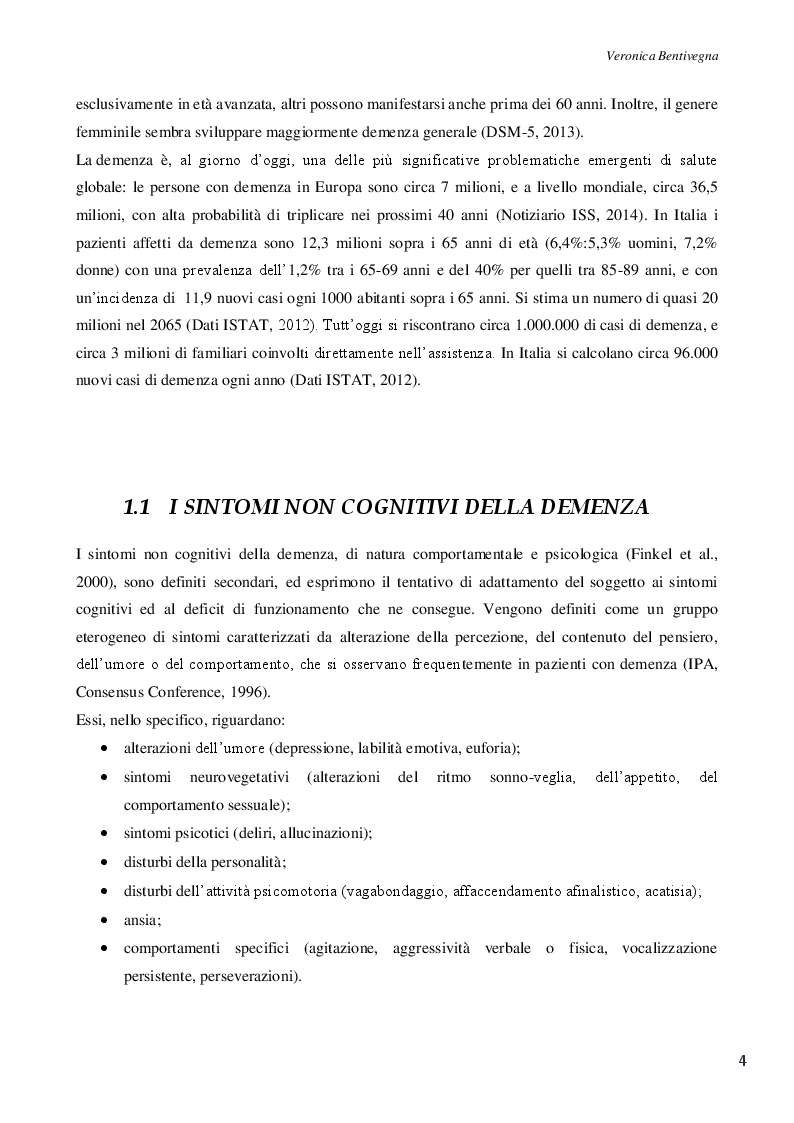 Anteprima della tesi: La demenza di Alzheimer: promuovere il benessere del paziente, Pagina 4