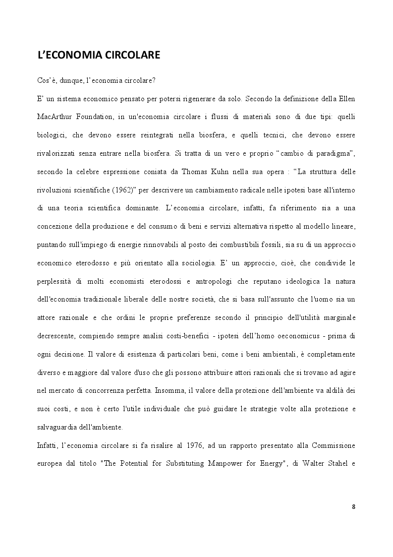 Anteprima della tesi: La produzione industriale dei rifiuti nel ciclo economico. Vantaggi e svantaggi dell’Economia Circolare, Pagina 5