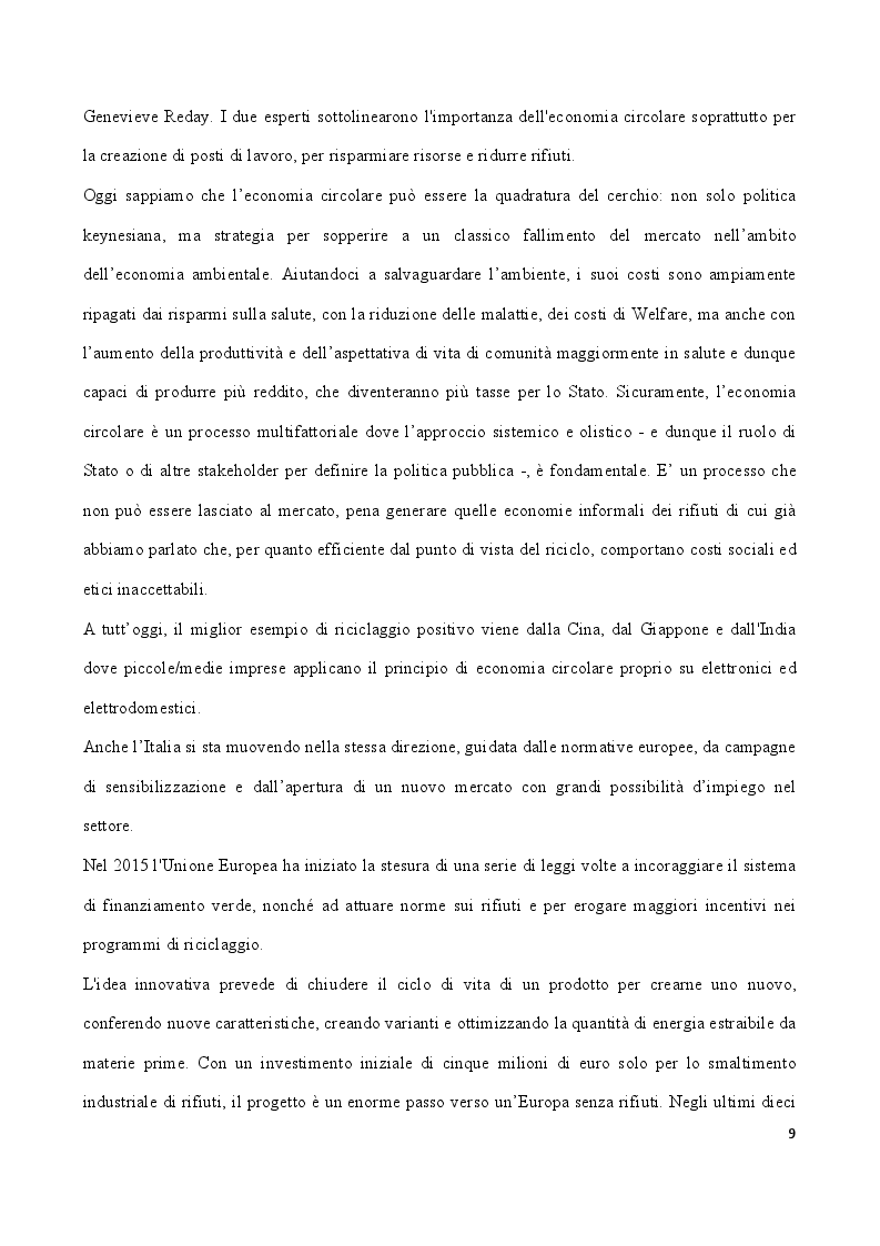 Anteprima della tesi: La produzione industriale dei rifiuti nel ciclo economico. Vantaggi e svantaggi dell’Economia Circolare, Pagina 6