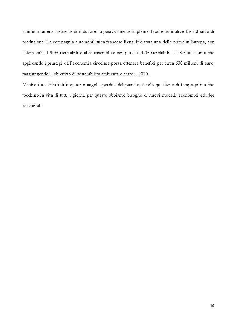 Anteprima della tesi: La produzione industriale dei rifiuti nel ciclo economico. Vantaggi e svantaggi dell’Economia Circolare, Pagina 7