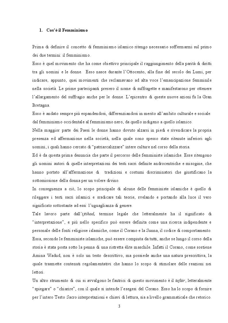 Anteprima della tesi: Femminismi Islamici, Pagina 3