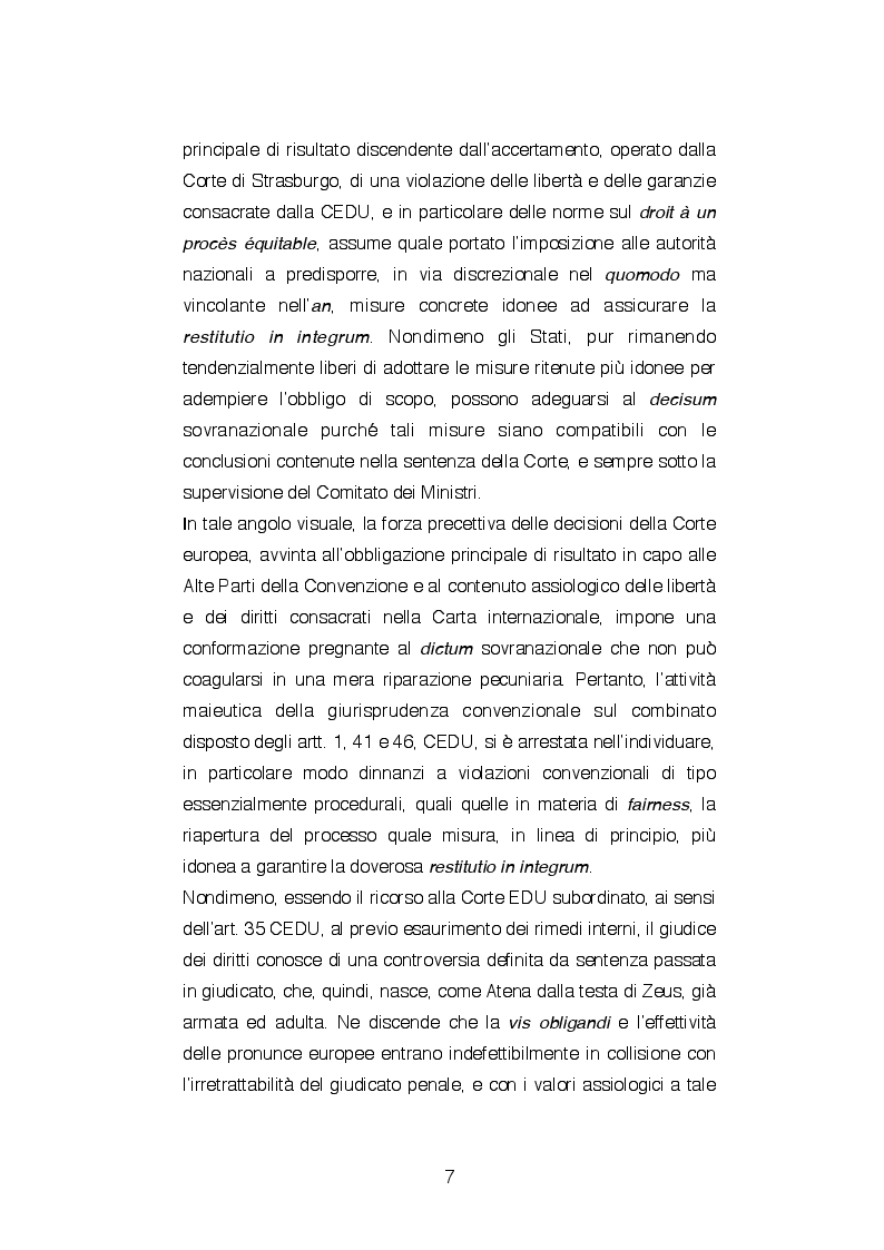 Anteprima della tesi: Giudicato penale ed obblighi conformativi: la c.d. revisione europea, Pagina 3