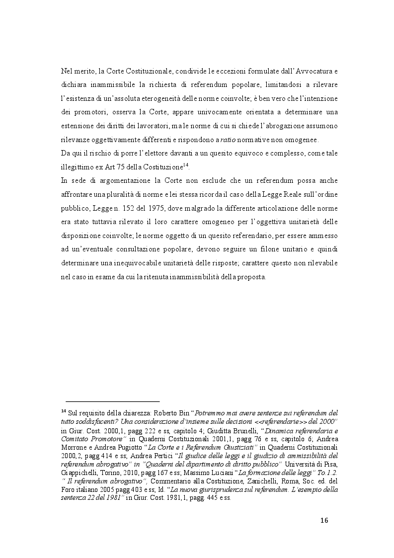 Anteprima della tesi: Lavoro e Referendum nella giurisprudenza costituzionale, Pagina 6
