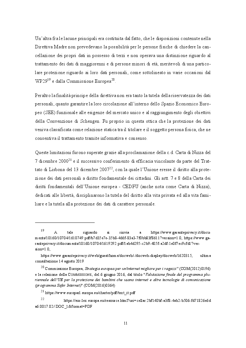 Anteprima della tesi: Il diritto all’oblio del minorenne, Pagina 6