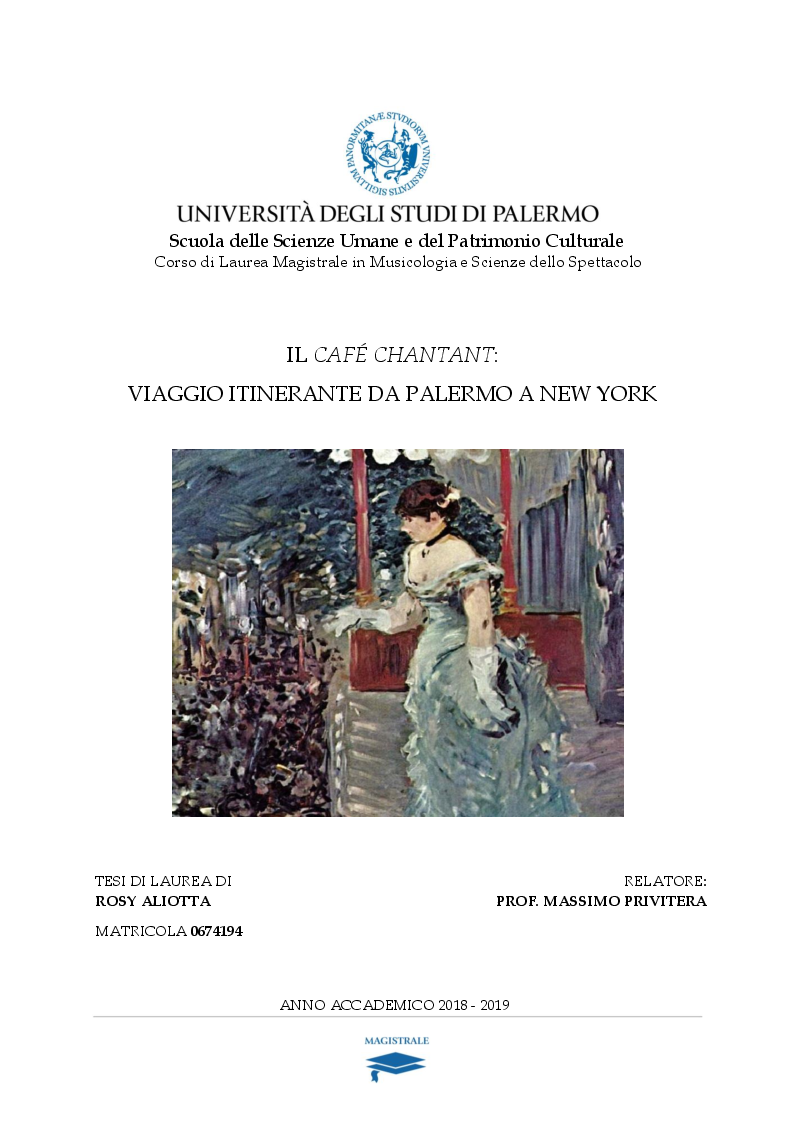 Anteprima della tesi: Il café chantant: viaggio itinerante da Palermo a New York, Pagina 1