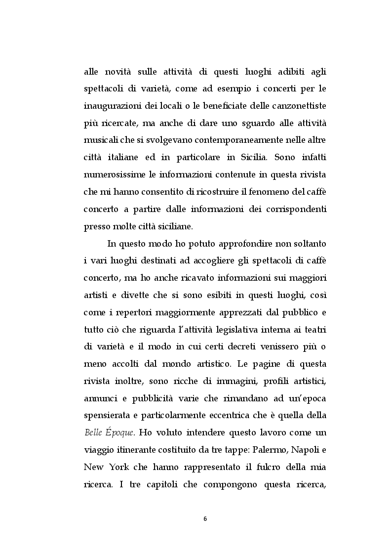 Anteprima della tesi: Il café chantant: viaggio itinerante da Palermo a New York, Pagina 3