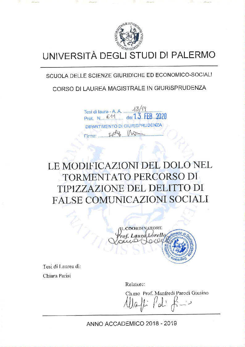 Anteprima della tesi: Le modificazioni del dolo nel tormentato percorso di tipizzazione del delitto di false comunicazioni sociali, Pagina 1