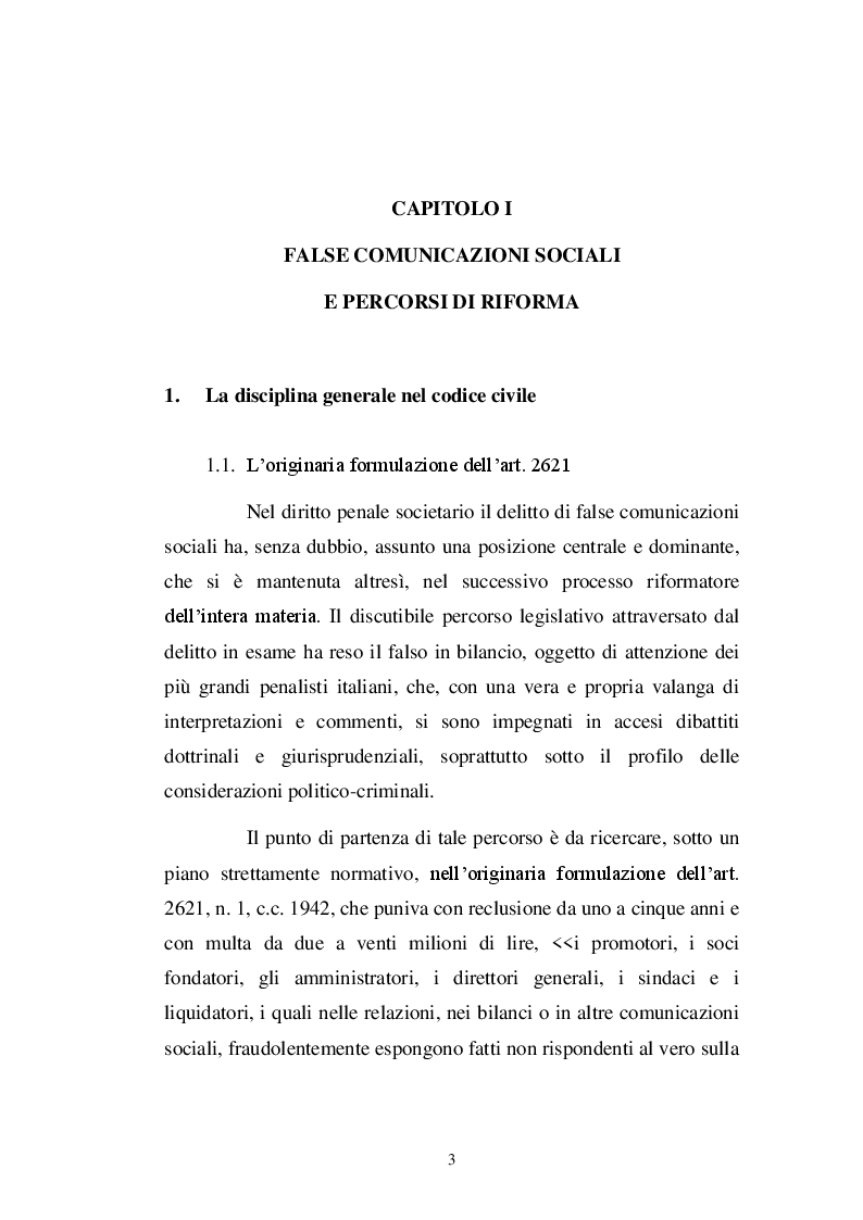 Anteprima della tesi: Le modificazioni del dolo nel tormentato percorso di tipizzazione del delitto di false comunicazioni sociali, Pagina 4
