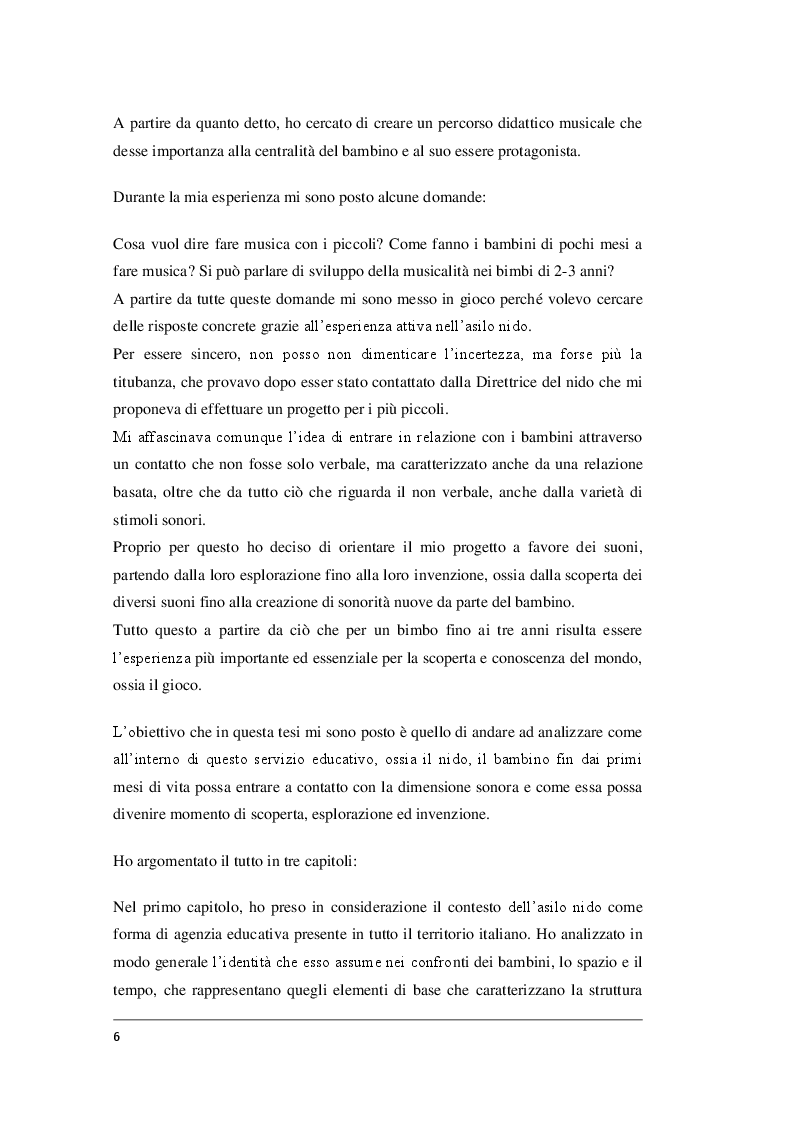 Anteprima della tesi: La musicalità da 0 a 3 anni: dall'esperienza alla teoria, Pagina 3