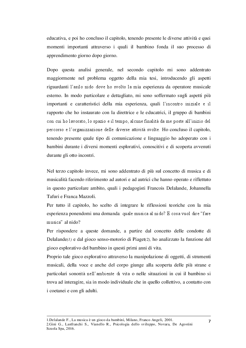 Anteprima della tesi: La musicalità da 0 a 3 anni: dall'esperienza alla teoria, Pagina 4