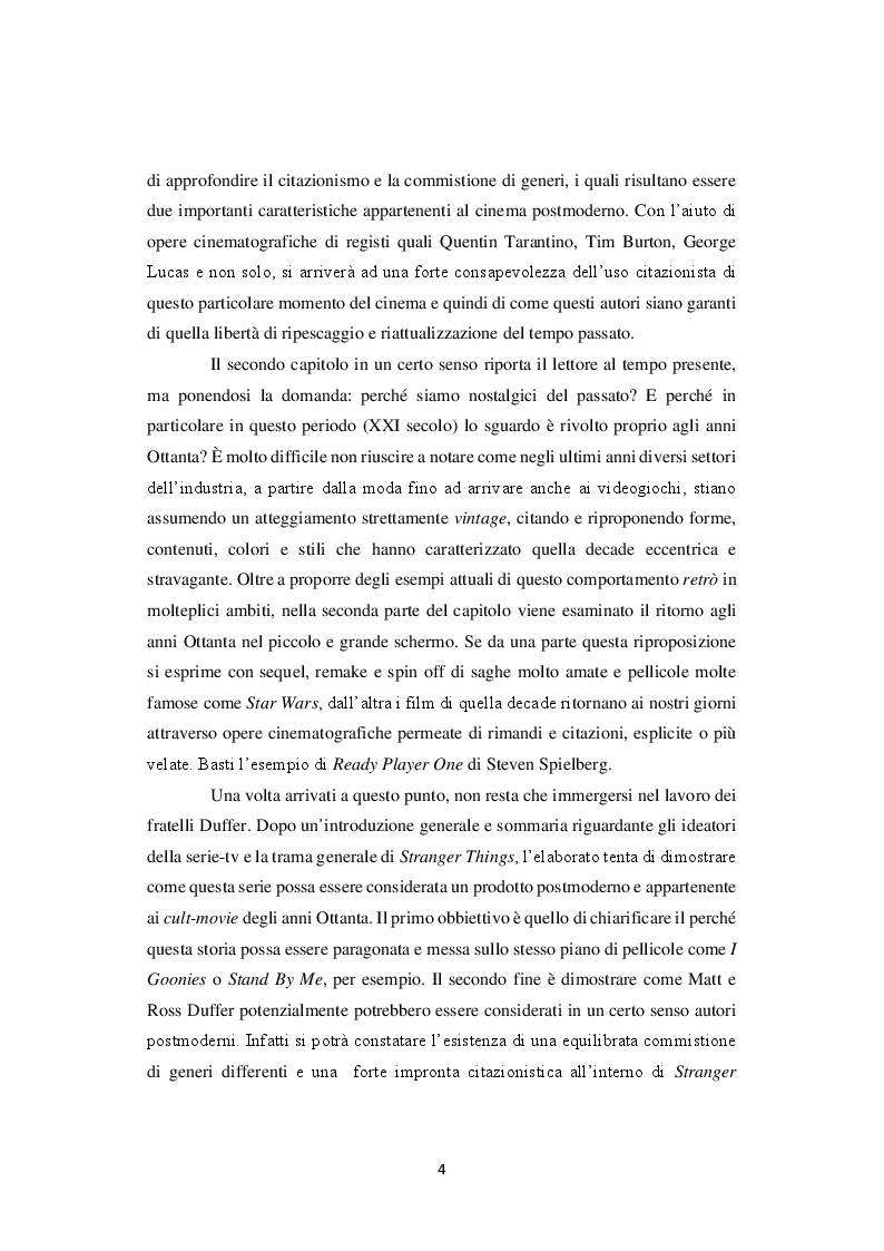 Anteprima della tesi: Analisi di Stranger Things in chiave postmoderna: un cult-movie anni Ottanta, il fenomeno del citazionismo e della commistione di generi, Pagina 3