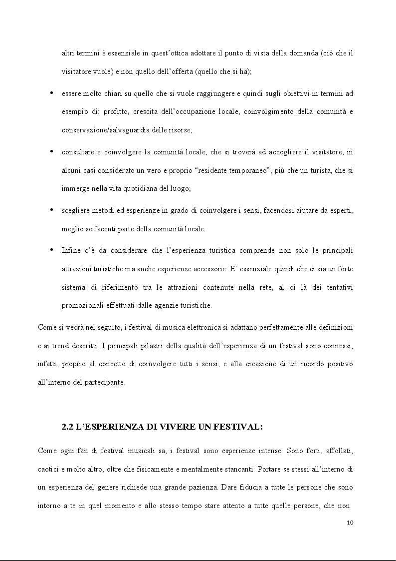 Estratto dalla tesi: Storia e analisi dei flussi turistici collegati ai Festival di Musica Elettronica