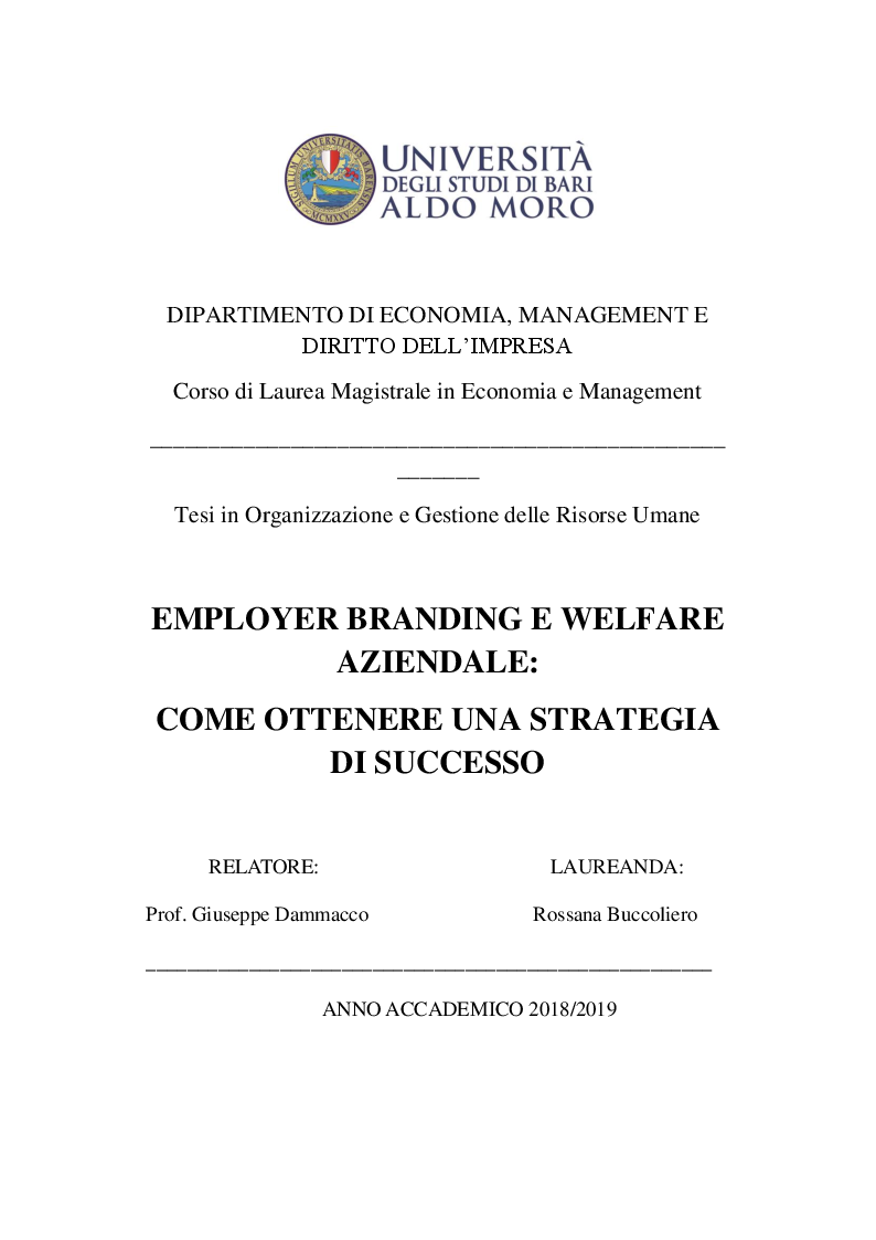 Anteprima della tesi: Employer Branding: come ottenere una strategia di successo, Pagina 1