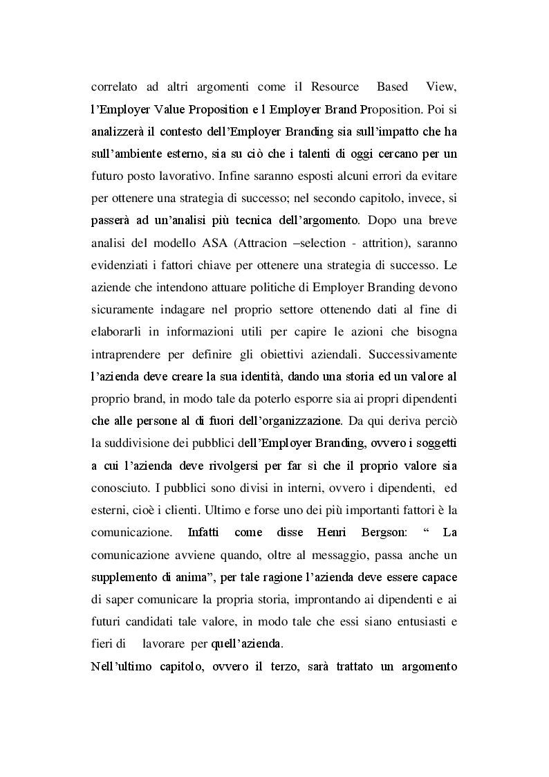 Anteprima della tesi: Employer Branding: come ottenere una strategia di successo, Pagina 4