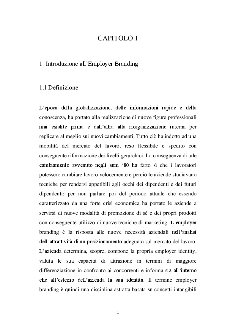 Anteprima della tesi: Employer Branding: come ottenere una strategia di successo, Pagina 7