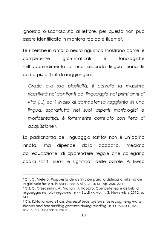 Anteprima della tesi: L'apprendimento visivo-non verbale di una lingua negli allievi con dislessia, Pagina 8