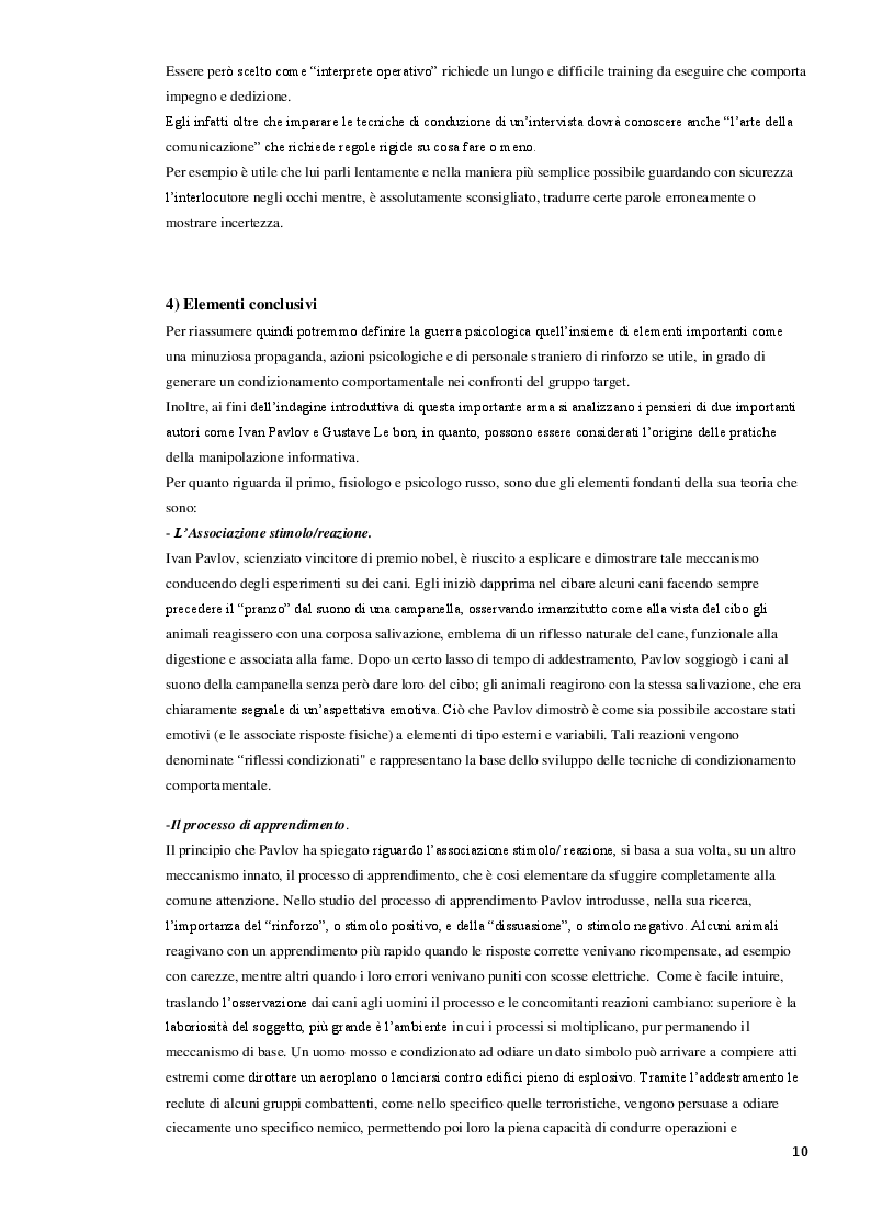 Estratto dalla tesi: Le operazioni psyops: l’arte del persuadere, alterare e influenzare