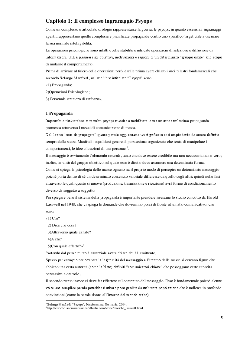 Anteprima della tesi: Le operazioni psyops: l’arte del persuadere, alterare e influenzare, Pagina 6