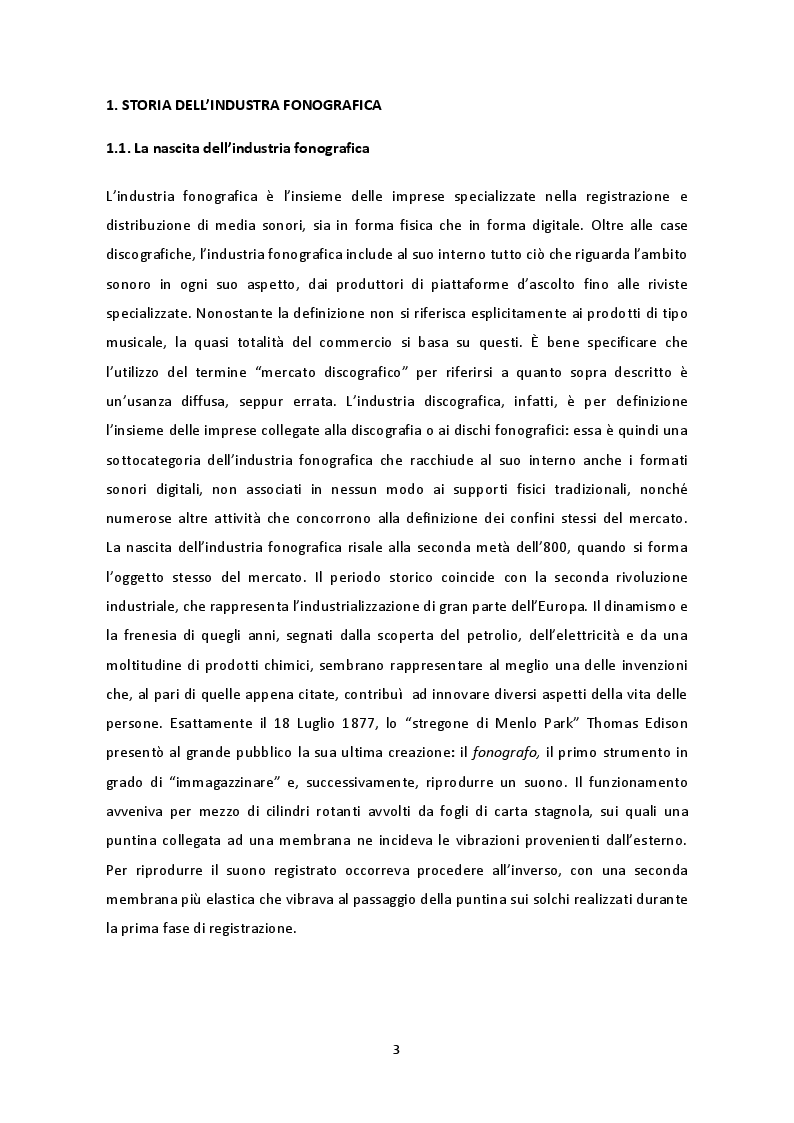Anteprima della tesi: Storia, struttura e problematiche dell'industria fonografica - Dalle origini al “Value Gap”, Pagina 4