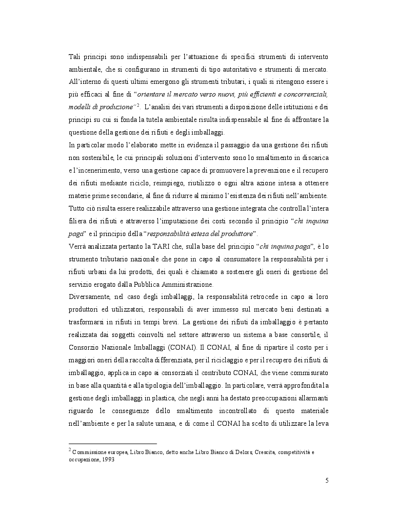 Anteprima della tesi: Tutela dell’ambiente e strumenti tributari per la gestione ottimale di rifiuti e imballaggi, Pagina 3