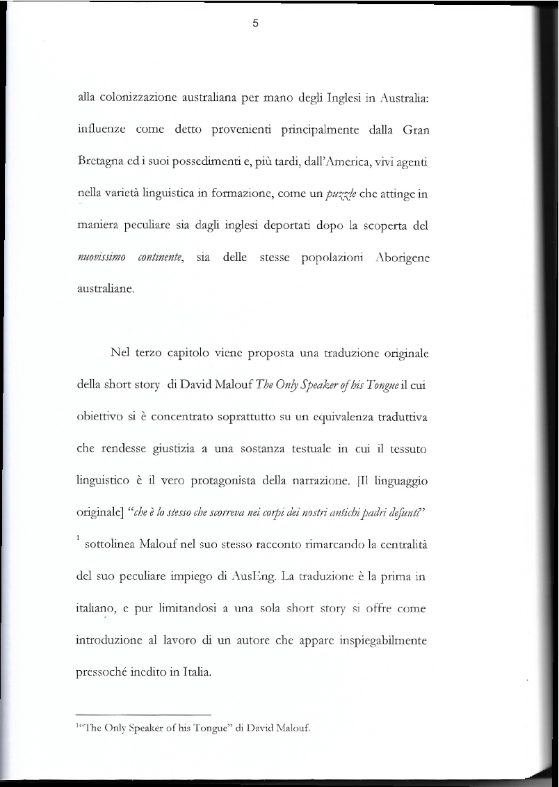 Anteprima della tesi: ''The only spreaker of his tongue'' di David Malouf: traduzione e commento., Pagina 3