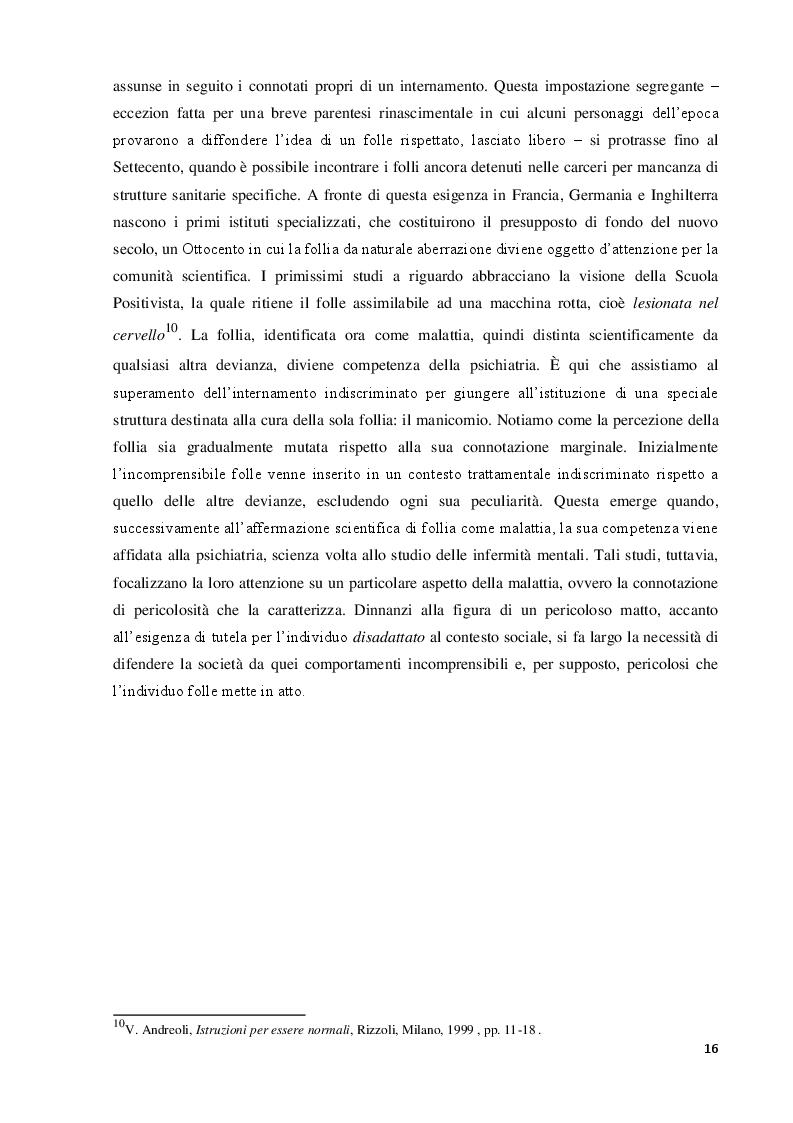 Anteprima della tesi: Dall’alienismo alla risocializzazione: il trattamento del folle reo tra riforme parziali e criticità oggettive, Pagina 13