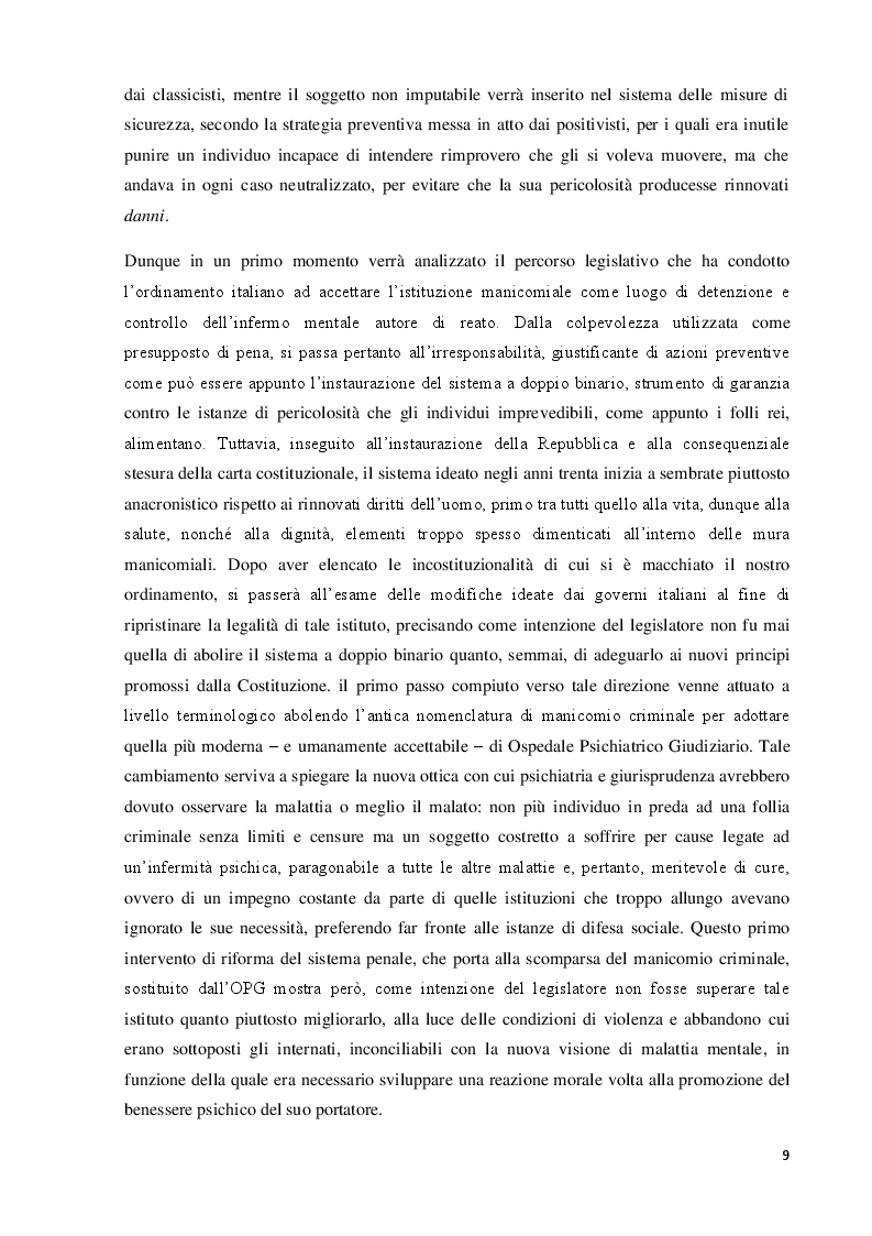 Anteprima della tesi: Dall’alienismo alla risocializzazione: il trattamento del folle reo tra riforme parziali e criticità oggettive, Pagina 6