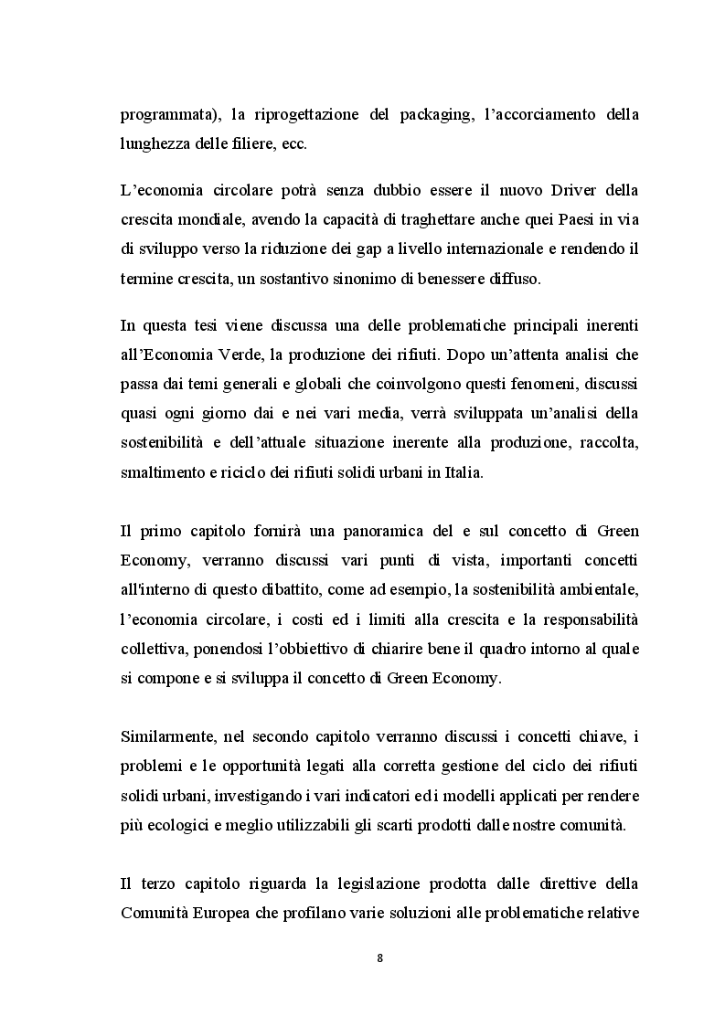 Anteprima della tesi: La Green Economy e la produzione dei rifiuti, analisi della sostenibilità del sistema paese, Pagina 5